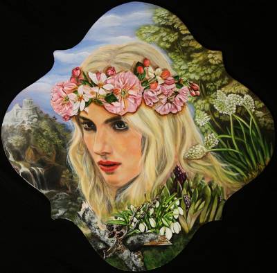 "Spring - Four Seasons" - Acrylic on Board, White Box Frame - Painting by Katja Morrison, an artist from Hawke's Bay, New Zealand.